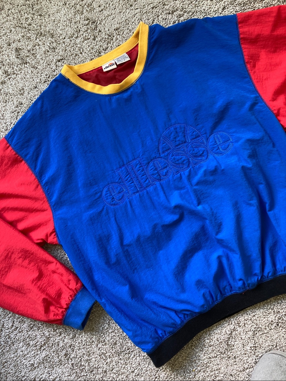 Ellesse Vintage 80s 90s colorblock pullover Windbreaker Loose Fit Spell Out sz M